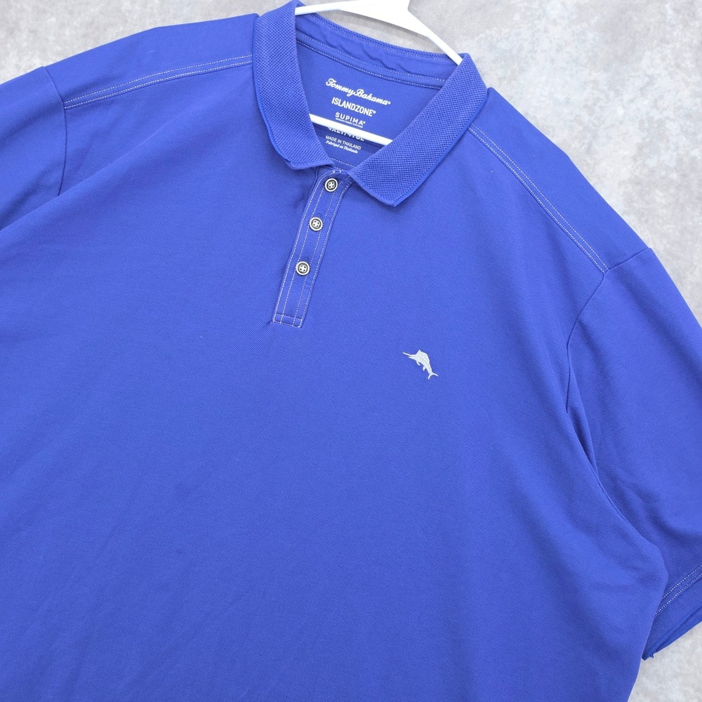 Tommy Bahama Polo Shirt Mens 4XLT Big & Tall IslandZone Supima Cotton Blue